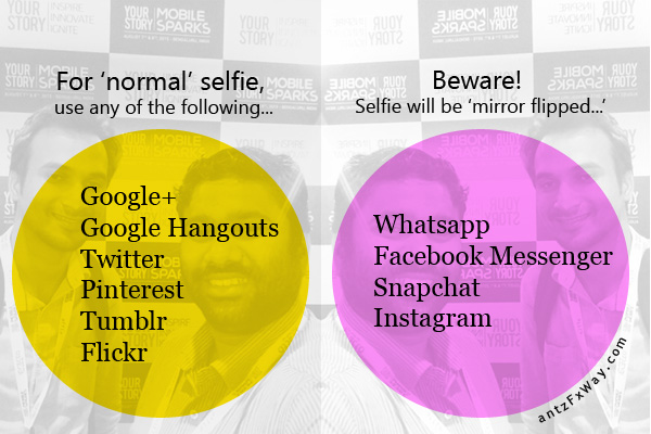‘Normal’ selfie vs. ‘mirror flipped’ selfie