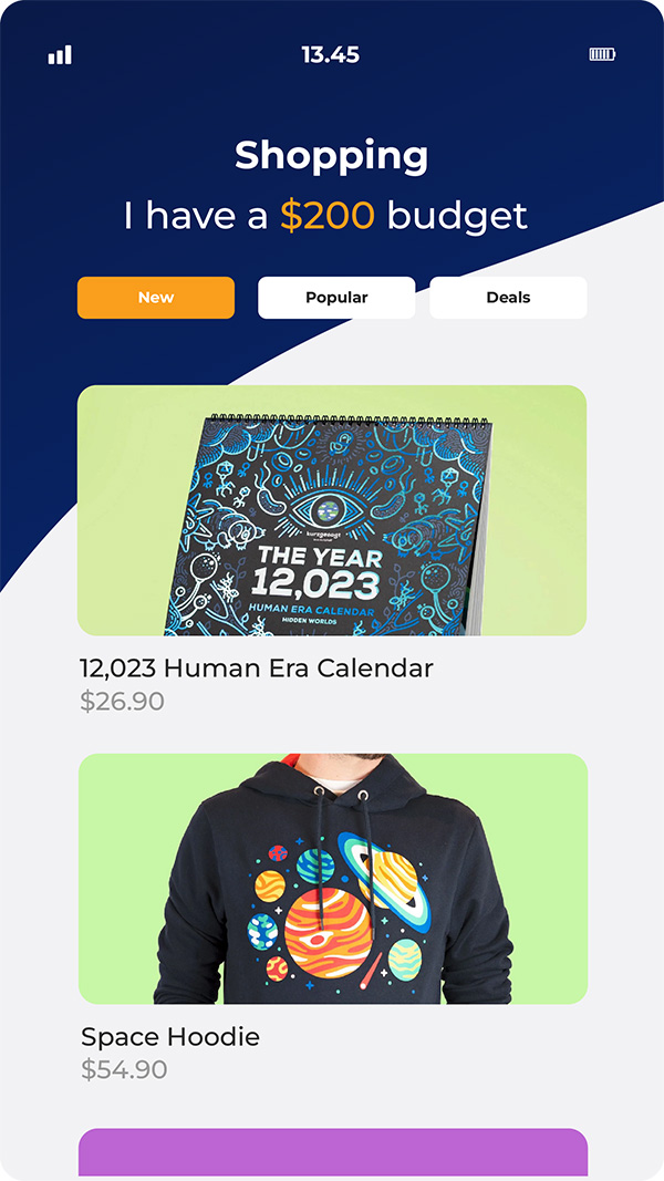 Kurzgesagt mobile app shopping page showing merchandise