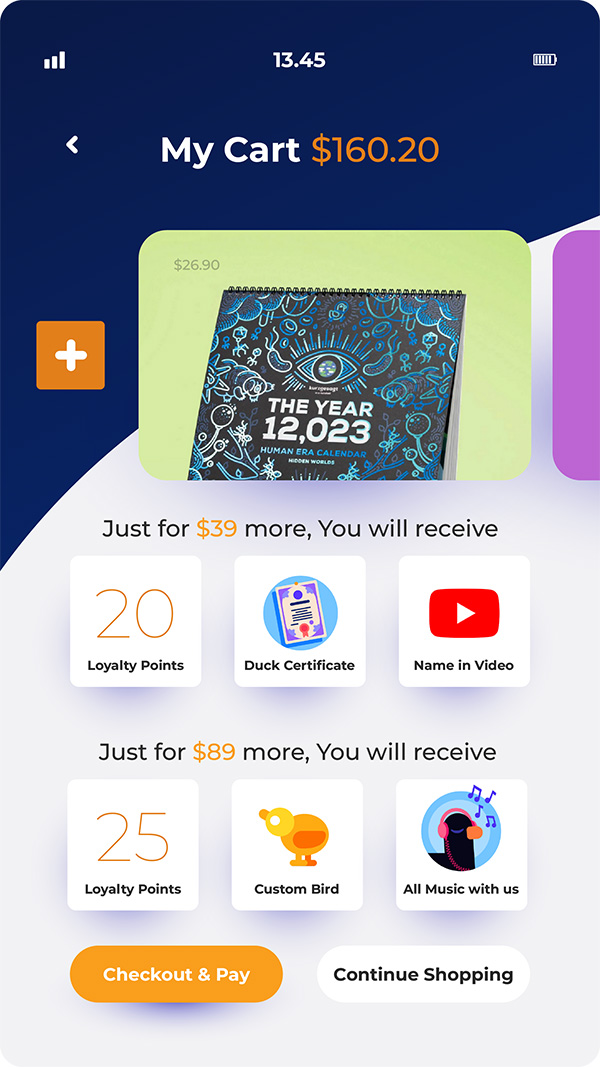 Kurzgesagt mobile app shopping cart page showing merchandise purchased