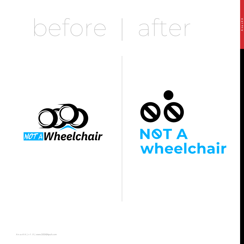 Present logo and proposed logo for 'NOT A Wheelchair'