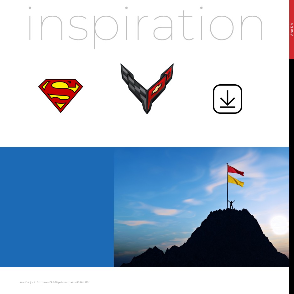 Inspirations for the Cyber Tech Force logo are the Superman logo, the Chevrolet Corvette logo, File download icon and flags representing a goal or an achievement