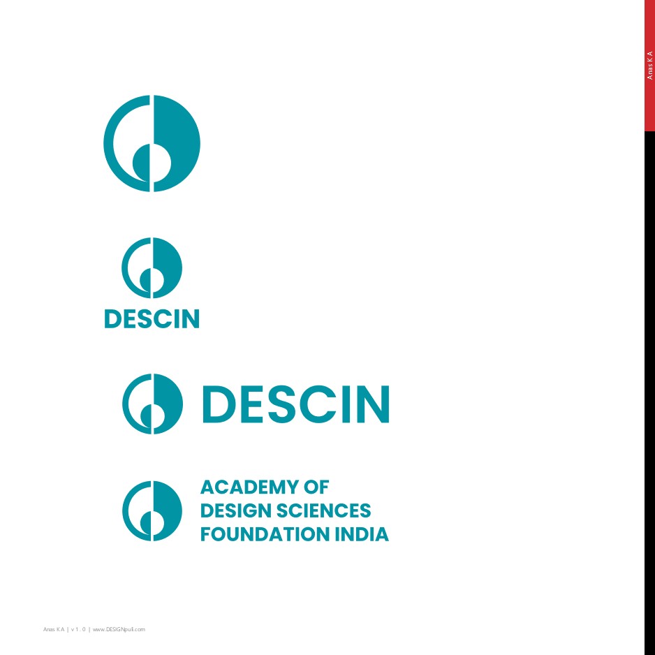 DESCIN logo and logotype in linear and stacked lockup