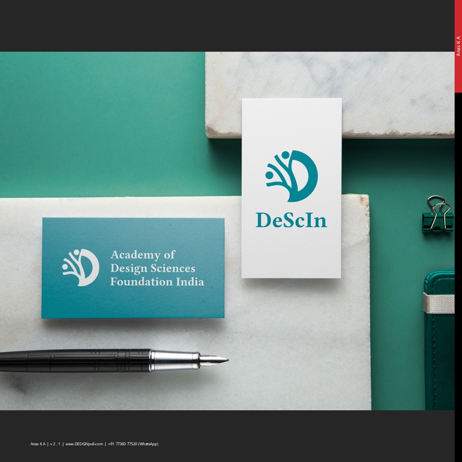 Stationery mock-up of DeScIn logo