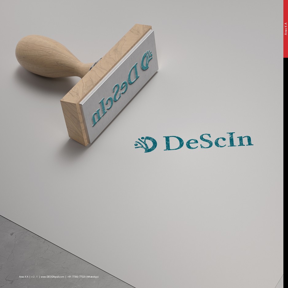 Rubber stamp mock-up of DeScIn logo