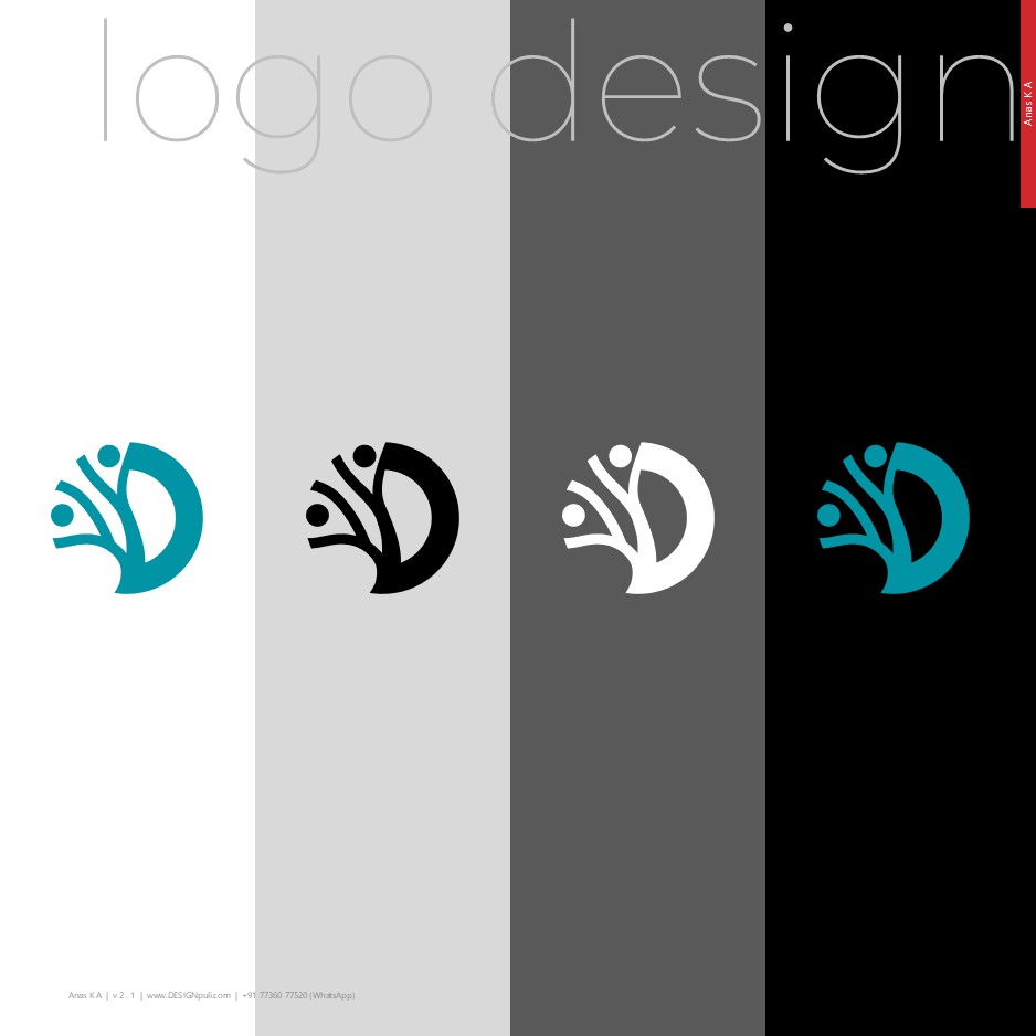 DeScIn logo on different colored backgrounds