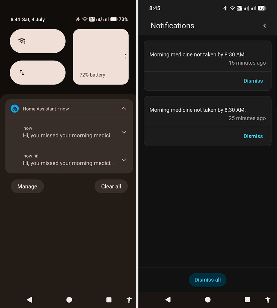 Push notifications from Home Assistant Companion App on my Android mobile phone