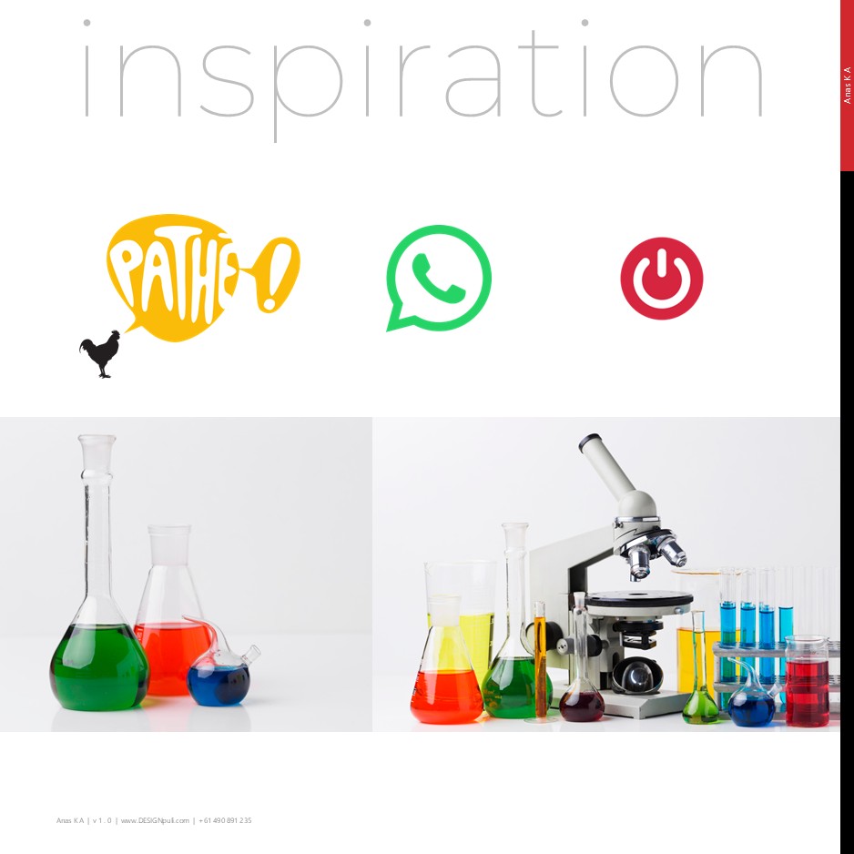 Inspirations for the Startup Convo logo are the PATHÉ! logo, the WhatsApp logo, Power ON icon and glassware in a chemistry laboratory