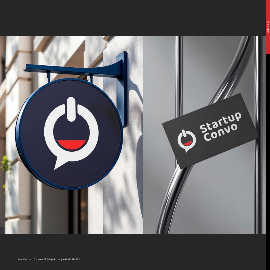 Logo mockups showing a storefront sign and a business card